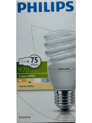 Philips 15W (75W) 2700K (Sarı Işık) E27 Duylu (Kalın Duy) Floresan Ampul