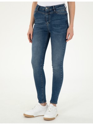 Pierre Cardin Kadın Mavi Straight Fit Jean Pantolon 50293907-VR003