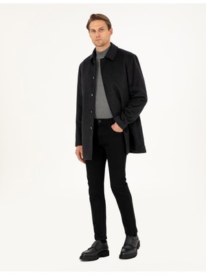 Pierre Cardin Erkek Antrasit Slim Fit Yün Karışımlı Kaşe Kaban 50291015-VR006