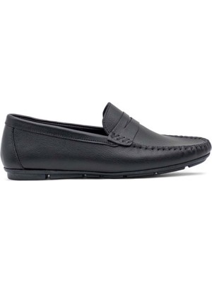 Voyager 4180 Erkek Deri Loafer Ayakkabı - Siyah Nata - 42
