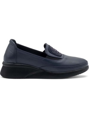 Voyager 9779 Kadın  Deri Comfort Ayakkabı - Lacivert - 37