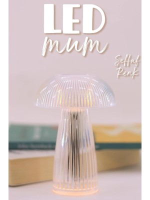 ByKurt 3 Adet LED Mum Kristal Tip Pil Dahil Dumansız Alev Ledli Yapay Dekoratif Mum Işığı Şeffaf PT429