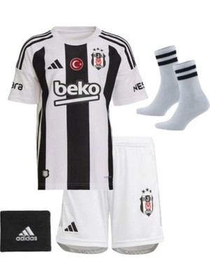 Beşiktaş Iç Saha Çocuk Forma Takımı 4'lü Set Çorap+Bileklik Hediyeli