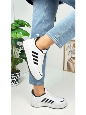 Nstil Günlük Unisex Sneaker Spor Ayakkabı Bağcıklı Çizgi Detaylı Rahat Hafif Bağcıklı Tırtık Taban ST-331 - 3438