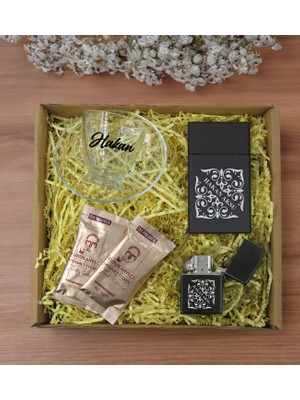Bk Gift Kişiye Özel Isimli Dtf Cam Kahve Fincanı & Türk Kahvesi & Sigara Kutusu & Çakmak  Seti-7, Sevgiliye , Arkadaşa , Doğum Günü si