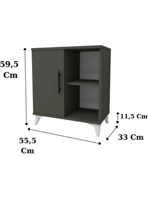 Reyo Home Enda Kommen Tek Kapaklı 2 Bölmeli Komodin Antrasit