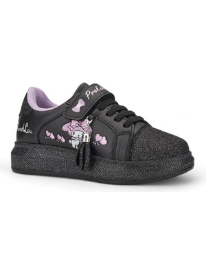 Günlük Kız Çocuk Sneaker Püskül Detaylı Oval Simli Burun Lastik Bağcıklı Cırtlı Spor Ayakkabı 3740
