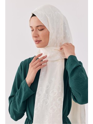 Daka Desen Parlak Jakar Şal - Ekru