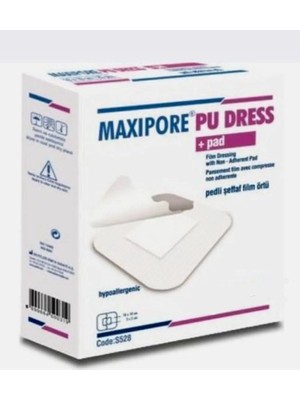 Maxipore Seyitler Kimya Maxipore Pu Dress Pedli Şeffaf Steril Su Geçirmez Örtü 10CM x 20CM 25'li Kutu