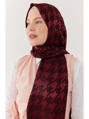 Mirsoy Scarf Kazayağı Desen Parlak Jakar Şal - Bordo