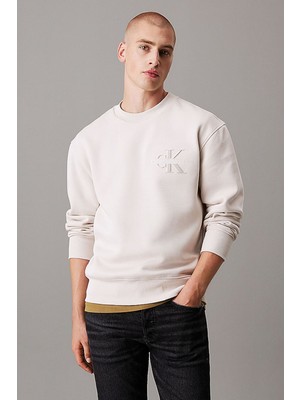Erkek Ck Relaxed Monogram Sweatshirt - Gri