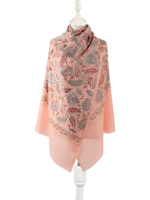 Pudra Full Işlemeli Suzani Yün Şal