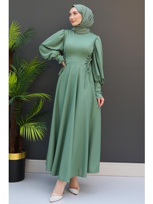 Ip Kuşaklı Elbise Mint