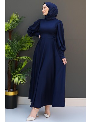 Ip Kuşaklı Elbise Lacivert