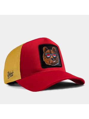BlackBörk Ayı Logolu Kırmızı-Sarı Trucker Şapka