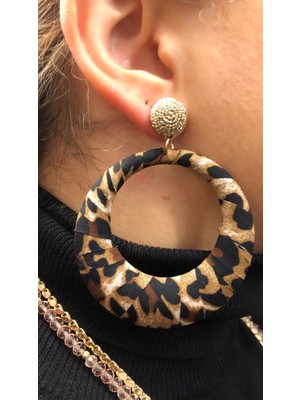 Deniz Accessories Leopar Halka Küpe