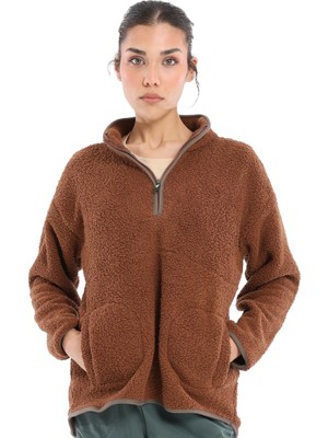 Sportive Sherpa Kadın Kahverengi Günlük Stil Polar 24KK018-KHVE