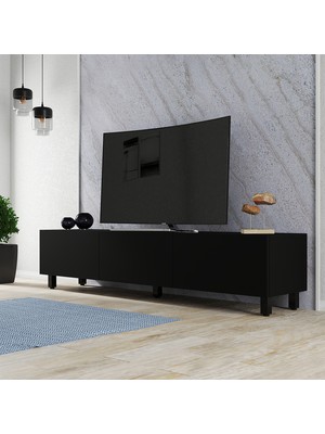 Ucuz Al Gece 3 Kapaklı 180  cm  Tv Sehpası - Siyah