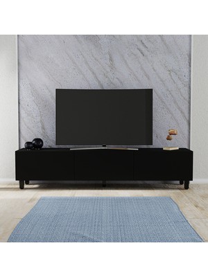 Ucuz Al Gece 3 Kapaklı 180  cm  Tv Sehpası - Siyah