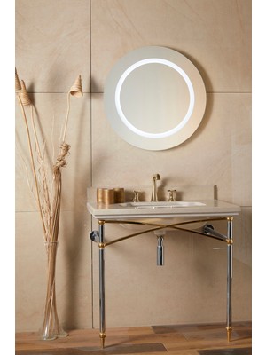 Ortakçı Design LED Ayna | Yuvarlak Ledli Banyo Aynası  | Dekoratif Ledli Ayna - 60*60