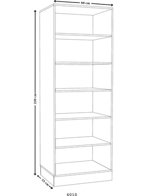 60 Cm'lik 6 Raflı Kapaksız Giyinme Dolap-Gri