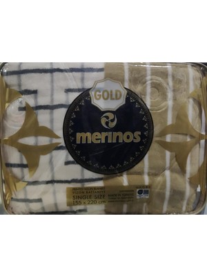 Merinos Gold 2 kg Tek Kişilik Battaniye 155 x 220 Gri Hardal Rengi