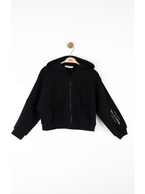 Flowers Kapüşonlu Fermuarlı Iki Iplik Hırka