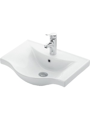 Özceden Yıldız Banyo Dolabı 55 cm Ayaklı Beyaz Mdf Alt Modül ve Lavabo