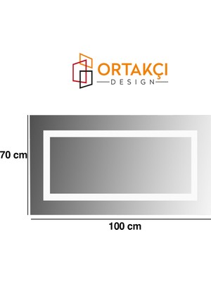 Ortakçı Design LED Ayna | Dikdörtgen Ledli Banyo Aynası  | Dekoratif Ledli Ayna - 100*50 cm