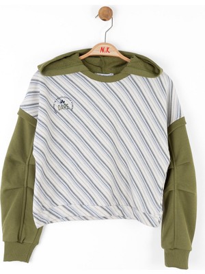 Forest Çizgili Kapüşonlu Iki Iplik Sweatshırt