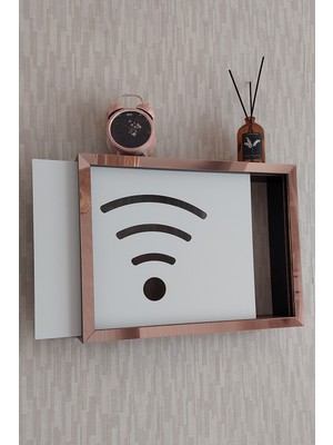 HKM Ticaret Siyah-Rose 30 x 40 x 7  cm  Wifi Amblemli Duvara Asılabilir Sigorta ve Modem-Wifi Saklama Kutusu! Saklama Kutusu