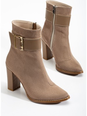 Hayalimdeki Ayakkabı Anna Eva Vizon Sivri Burunlu Fermuarlı Kalın Topuklu Bot