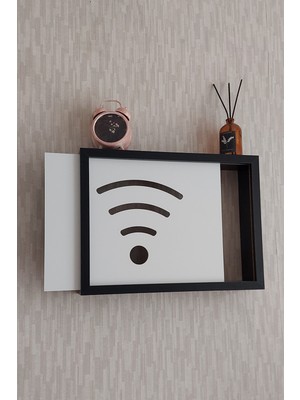 HKM Ticaret Siyah 30 x 40 x 7  cm wifi Amblemli Duvara Asılabilir Sigorta ve Modem-Wifi Saklama Kutusu! Saklama Kutusu