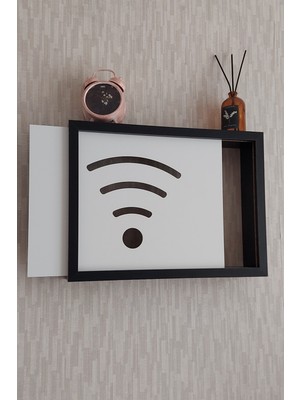 HKM Ticaret Siyah 30 x 40 x 7  cm wifi Amblemli Duvara Asılabilir Sigorta ve Modem-Wifi Saklama Kutusu! Saklama Kutusu