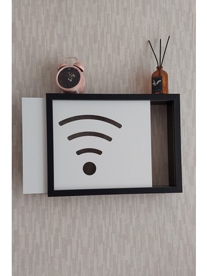 HKM Ticaret Siyah 30 x 40 x 7  cm wifi Amblemli Duvara Asılabilir Sigorta ve Modem-Wifi Saklama Kutusu! Saklama Kutusu