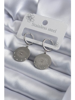 Clariss 316L Çelik Gümüş Renk Göz Işleme Zirkon Taş Detay Kadın Küpe