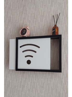 HKM Ticaret Siyah 25 x 35 x 7  cm wifi Amblemli Duvara Asılabilir Sigorta ve Modem-Wifi Saklama Kutusu! Saklama Kutusu