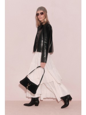 Manuka Katlı Boho Vual Etek Ekru