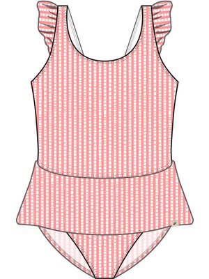 Nabaiji Çocuk/Bebek Etekli Mayo - Pembe/Beyaz - Çizgili - JULIA