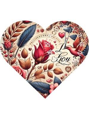 Ti Play  KS44 Kalp Şeklinde 30 x 30  cm   Duvar Saati