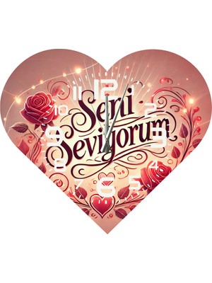 Ti Play  KS105 Kalp Şeklinde 30 x 30  cm   Duvar Saati
