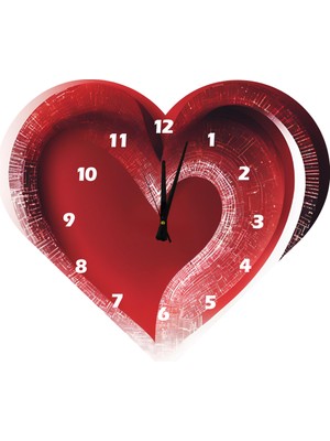 Ti Play  KS01 Kalp Şeklinde 30 x 30  cm   Duvar Saati