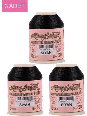 3 Adet  Oya ve Dantel İpi 20 gr  No: Siyah