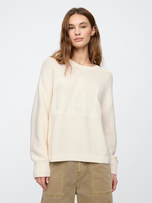 Gap Kadın Kırık Beyaz Gap Logo Oversize Kazak