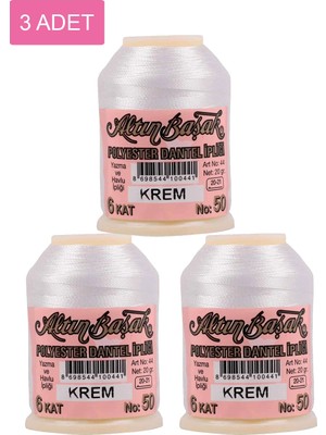 3 Adet  Oya ve Dantel İpi 20 gr  No: Krem