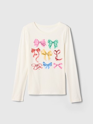 Gap Kız Çocuk Beyaz Grafik T-Shirt