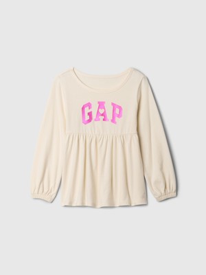 Gap Kız Bebek Bej Organik Pamuk Logo T-Shirt