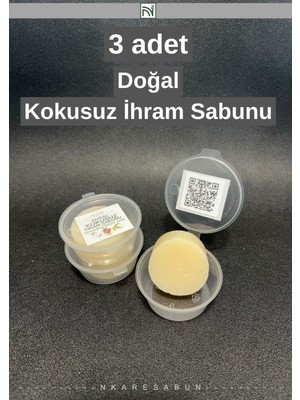 Nkare Ihram Sabunu - 3 Adet Doğal 30'ar Gram. Hac ve Umre Için Kokusuz, Doğal Ihram Sabunu - Ihram Soap