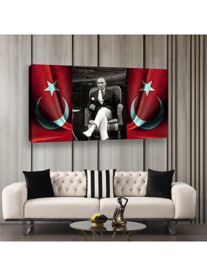 Reklam Ofisi Mustafa Kemal Atatürk,türk Bayrağı, Ay Yıldız Premium Kanvas Tablo