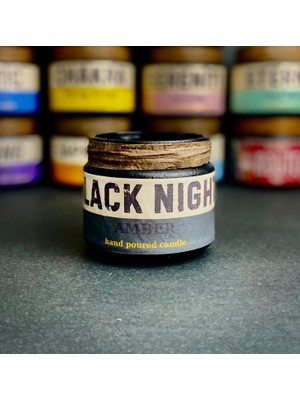 Stworkshop Black Night: Özel Tasarım Kavanoz Amber Kokulu Mum, 250 gr Doğal Vegan Soya Wa x  Mumu